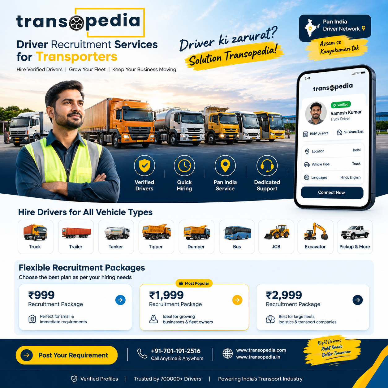 Driver Recruitment Services for Transporters | Hire Verified Drivers | Transopedia